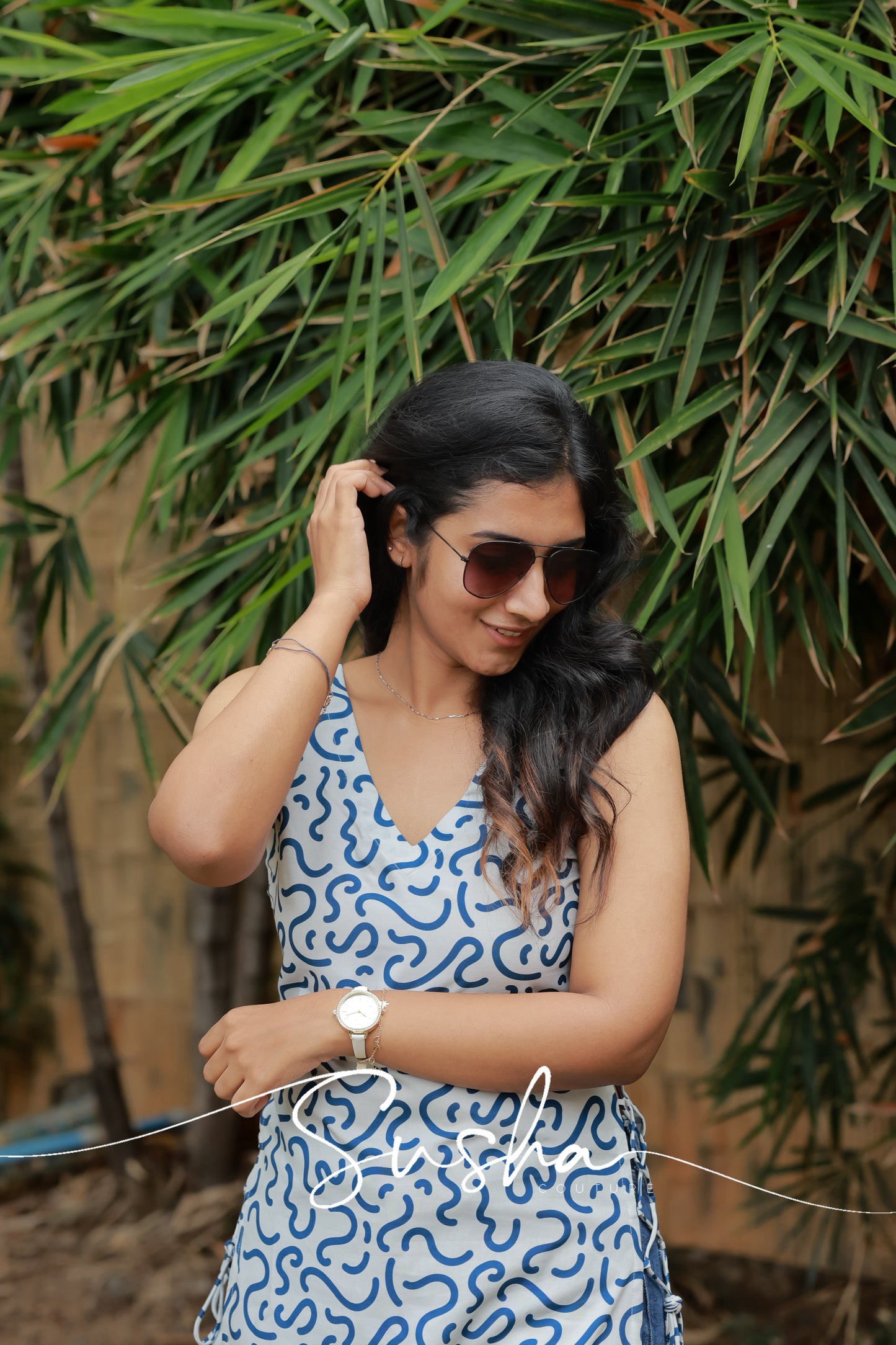Blueberry blue abstract printed swiss cotton (SC009)