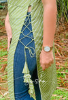 Moss green with cross strip printed swiss cotton (SC011)