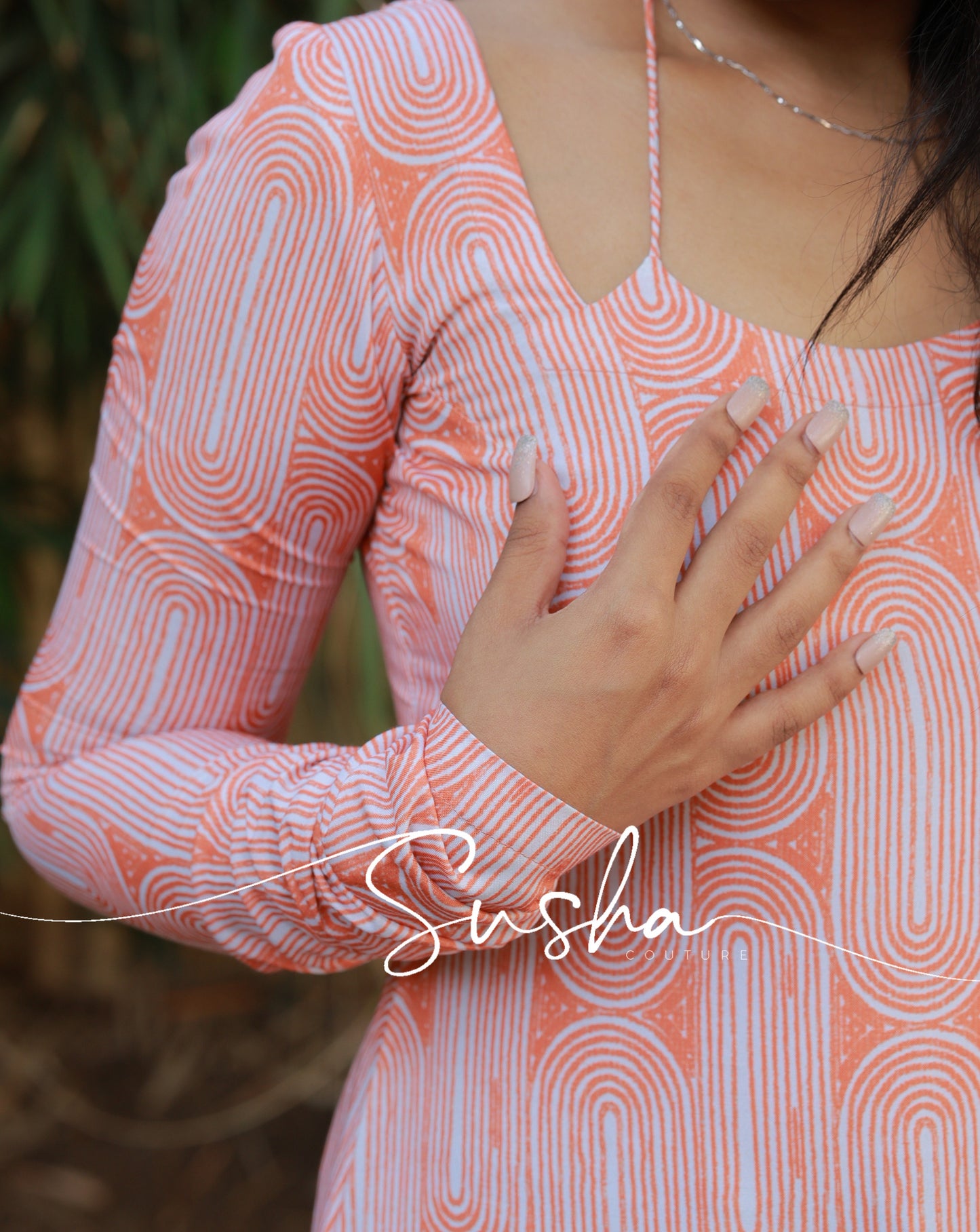 Ginger orange abstract printed swiss cotton (SC006)