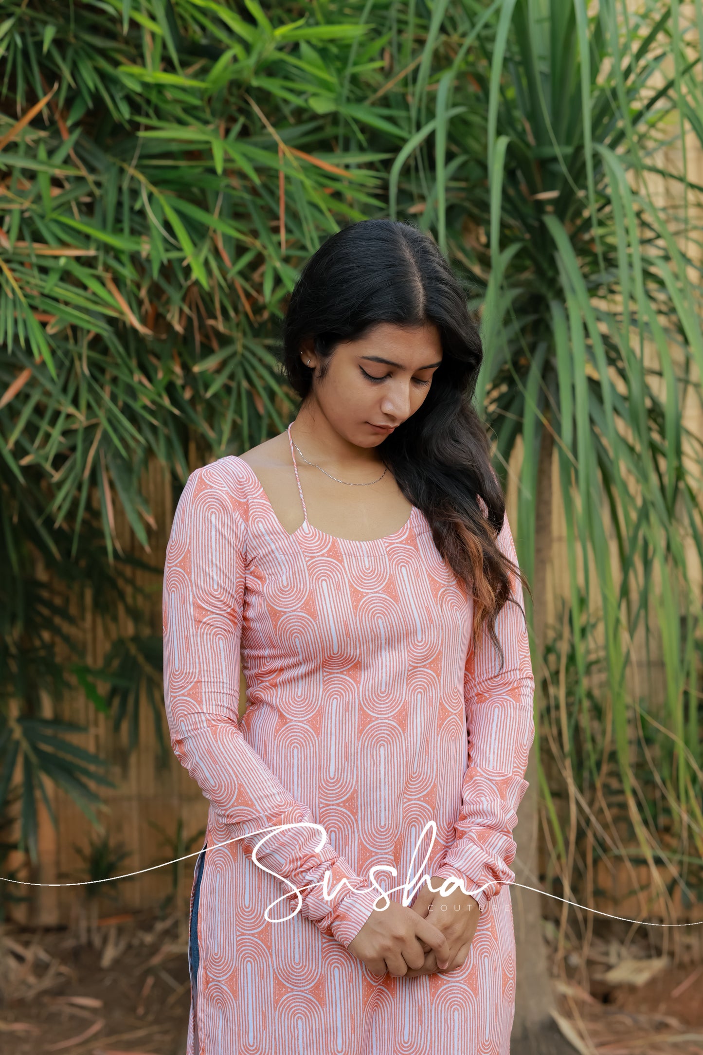 Ginger orange abstract printed swiss cotton (SC006)