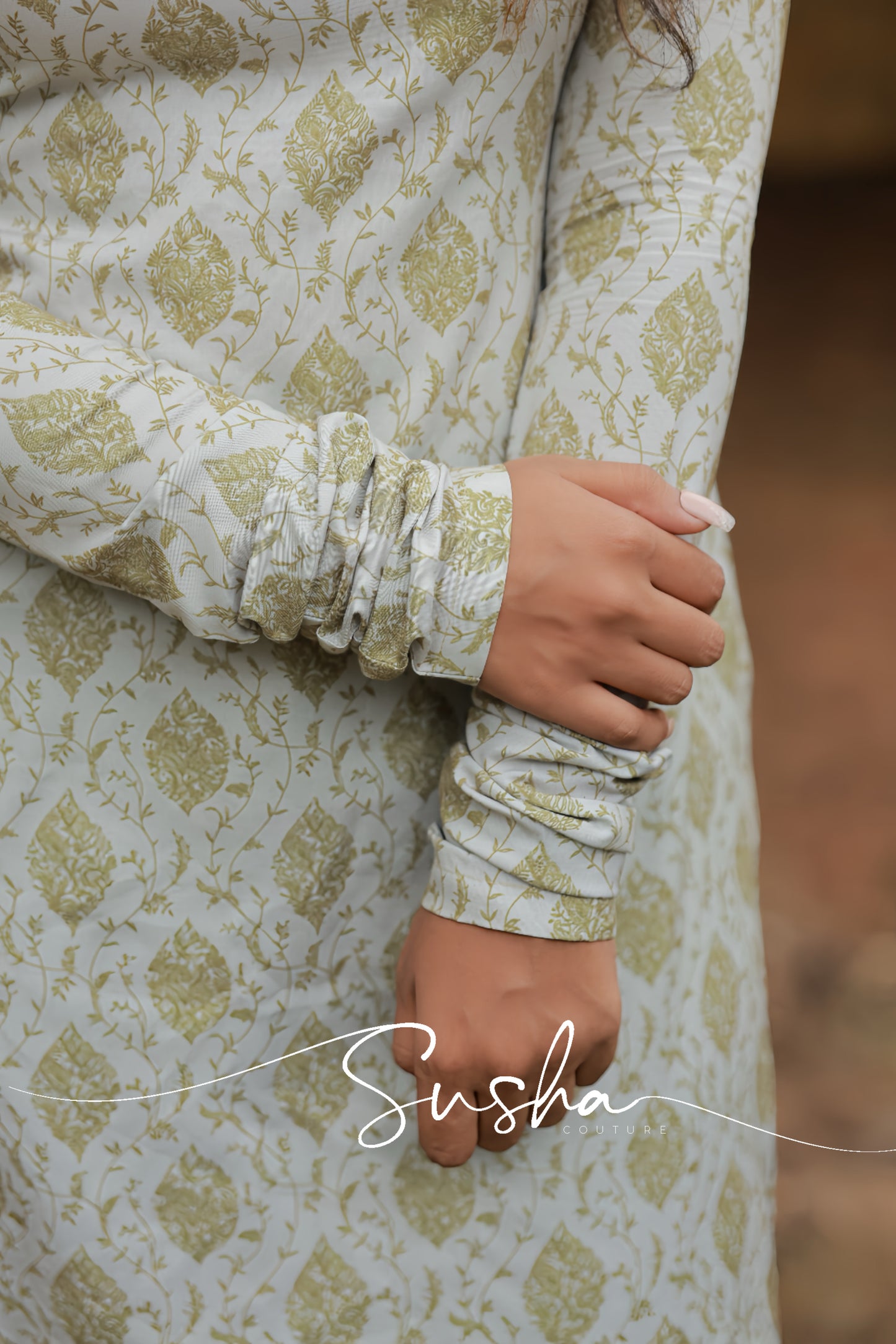 Cream sandal ethnic print swiss cotton (SC014)