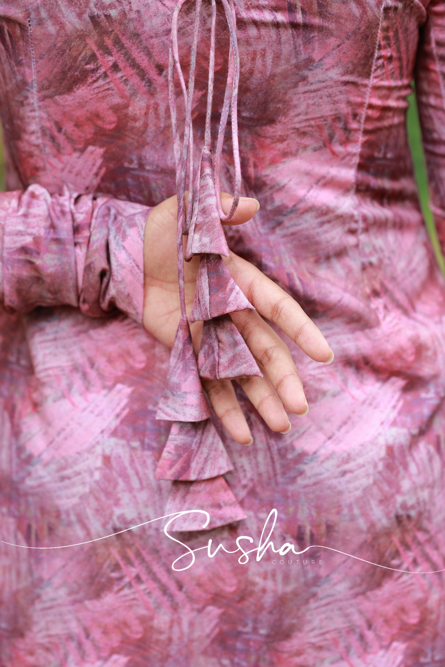Magenta paint stroke print swiss cotton (SC015)