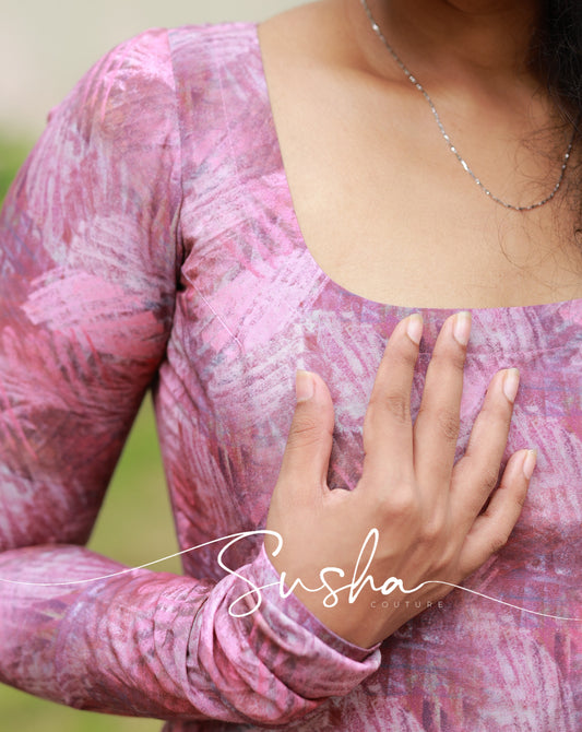 Magenta paint stroke print swiss cotton (SC015)