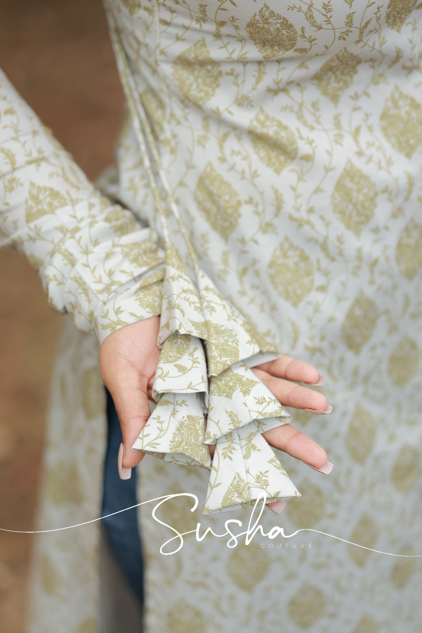Cream sandal ethnic print swiss cotton (SC014)