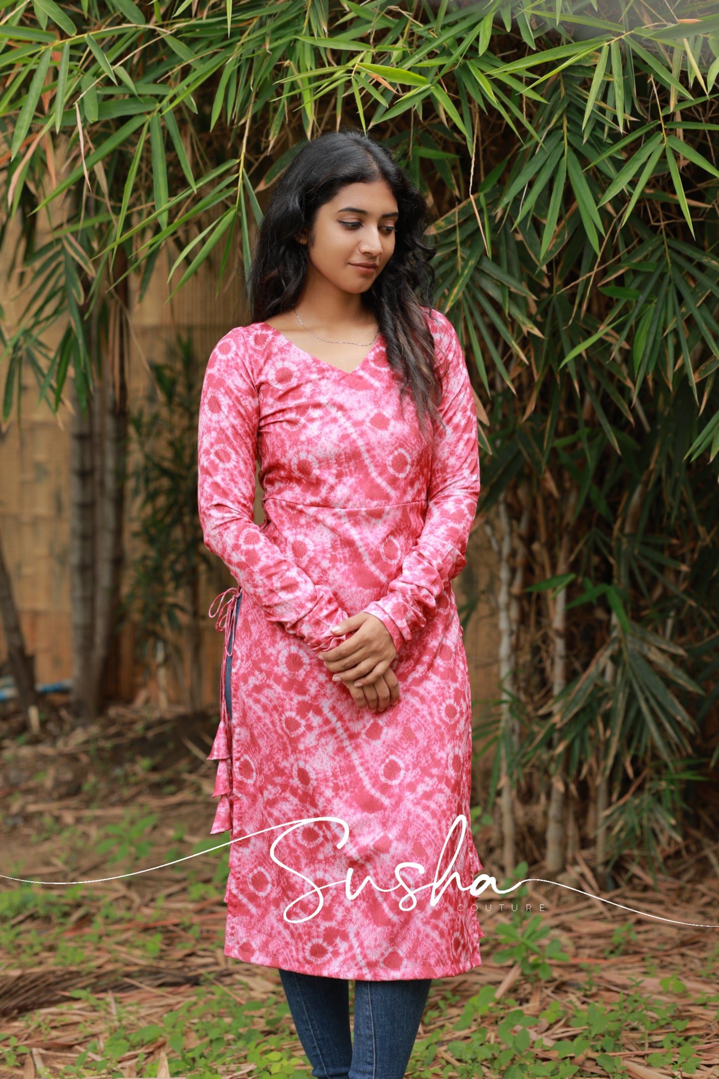 Brick Red tie and dye printed Swiss cotton (SC018)