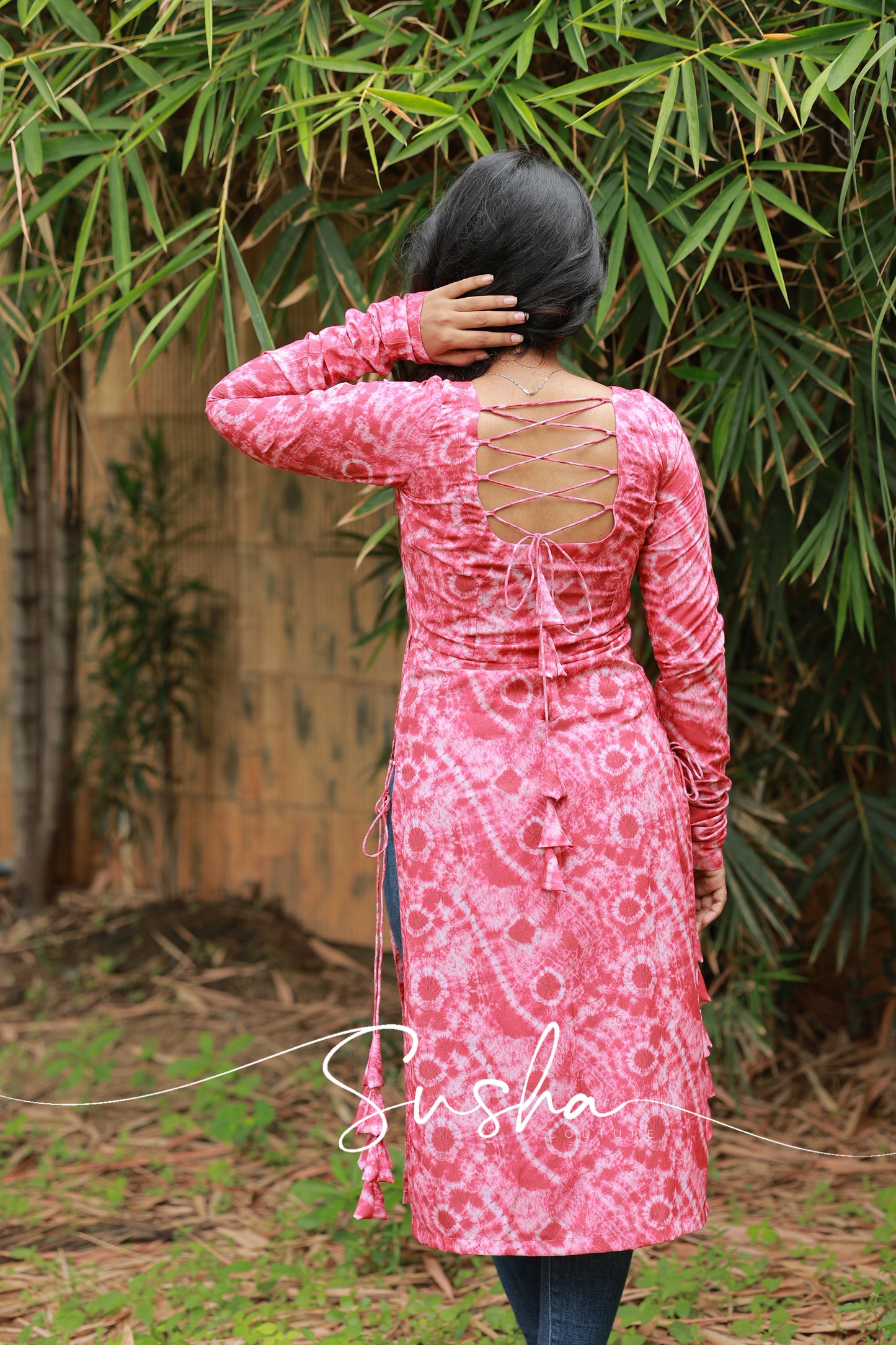 Brick Red tie and dye printed Swiss cotton (SC018)