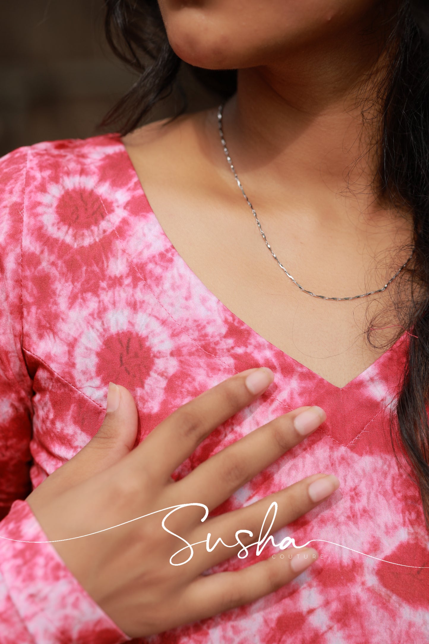 Brick Red tie and dye printed Swiss cotton (SC018)