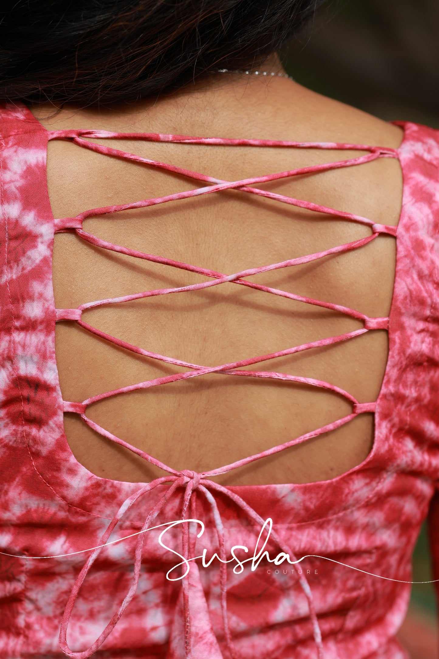 Brick Red tie and dye printed Swiss cotton (SC018)