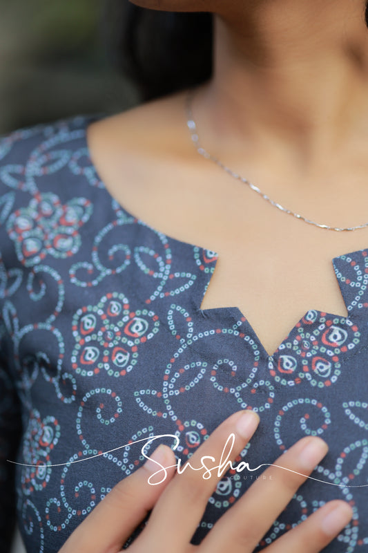 Dusk Black floral printed cutwork (SC020)