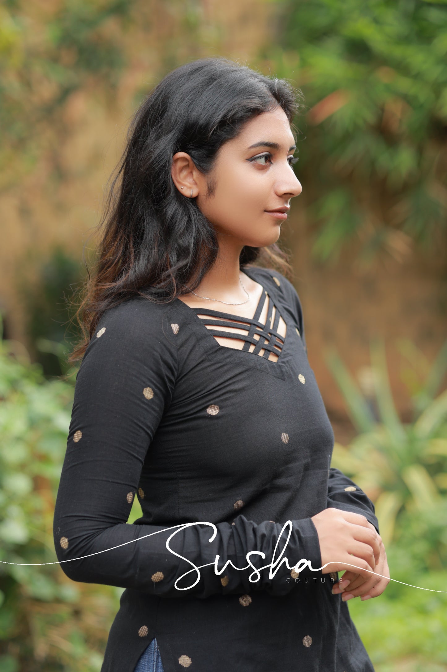 Royal Black pure cotton butta weave (SC017)
