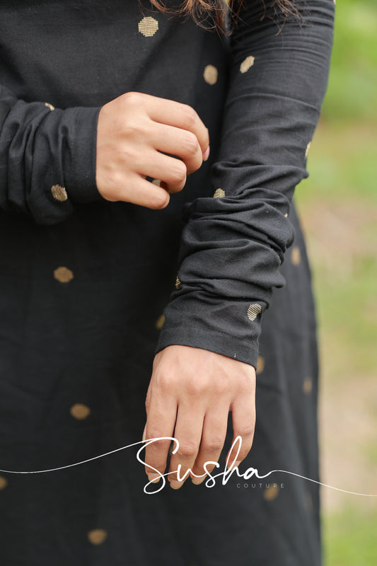 Royal Black pure cotton butta weave (SC017)