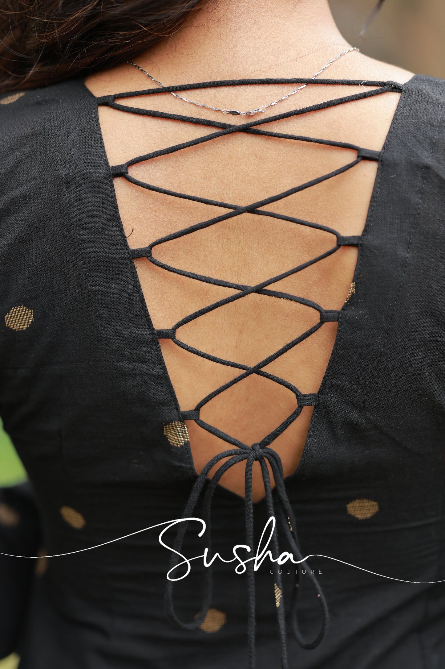Royal Black pure cotton butta weave (SC017)