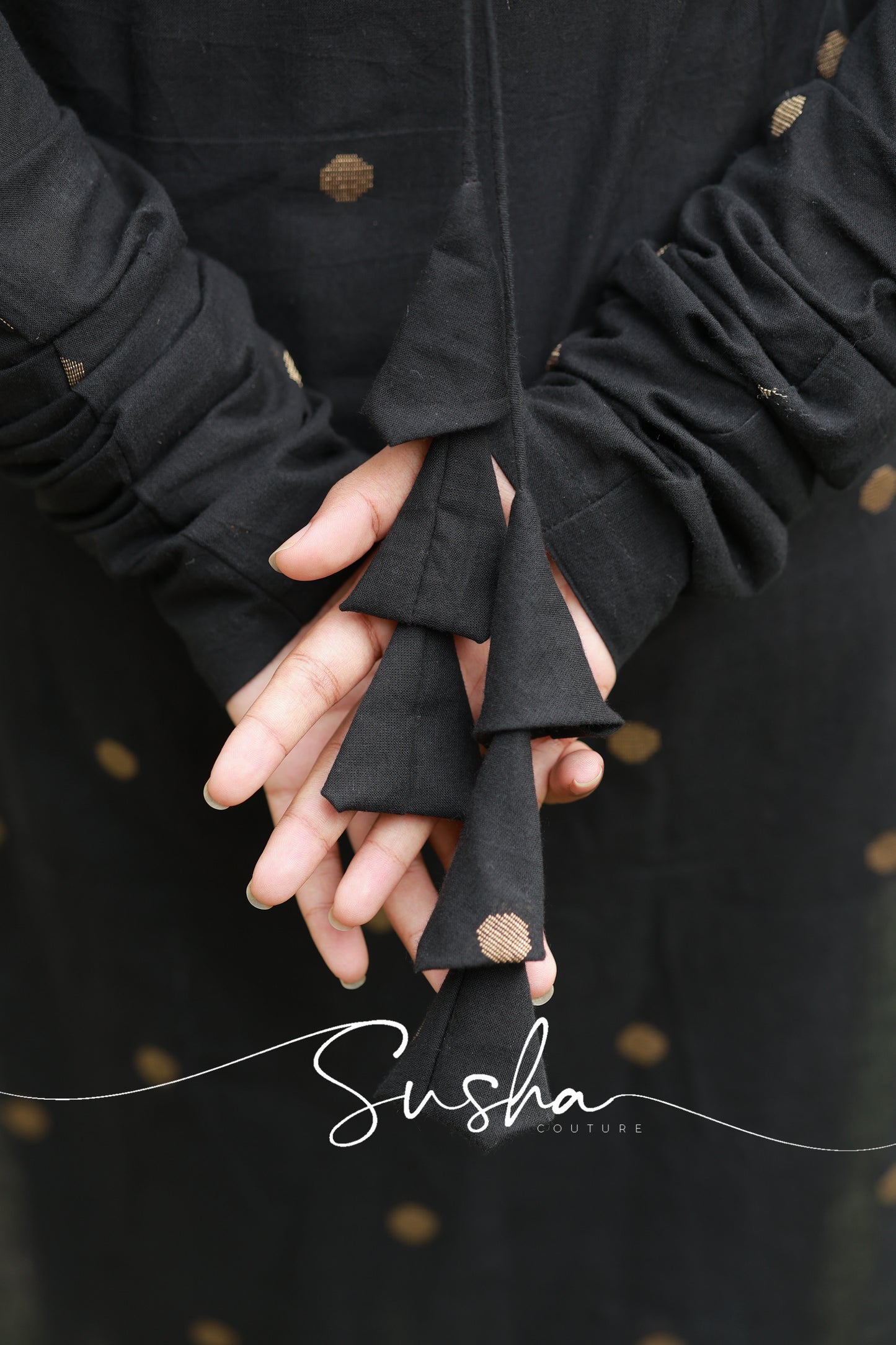 Royal Black pure cotton butta weave (SC017)