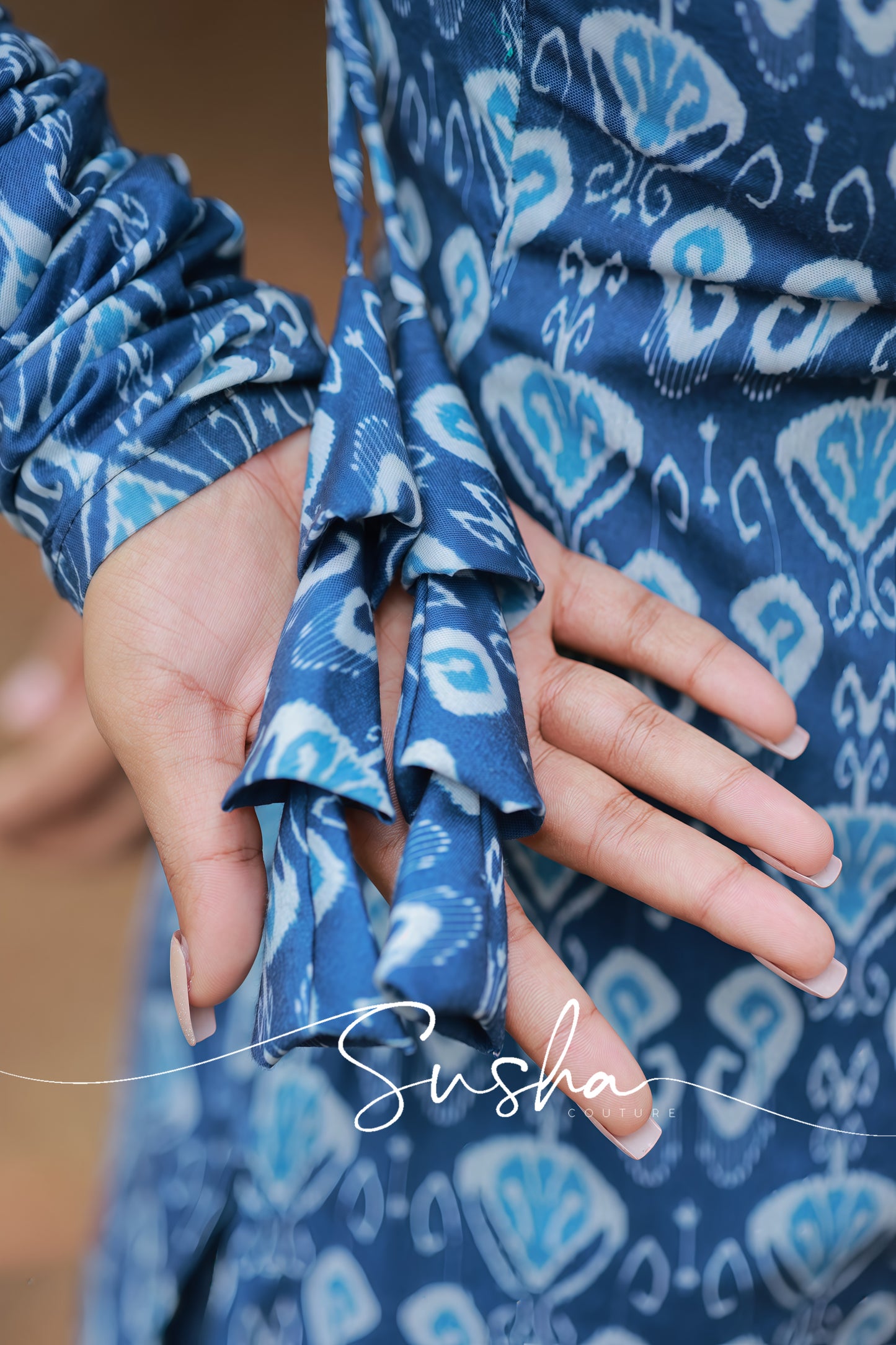 Indigo blue ethnic print (SC013)