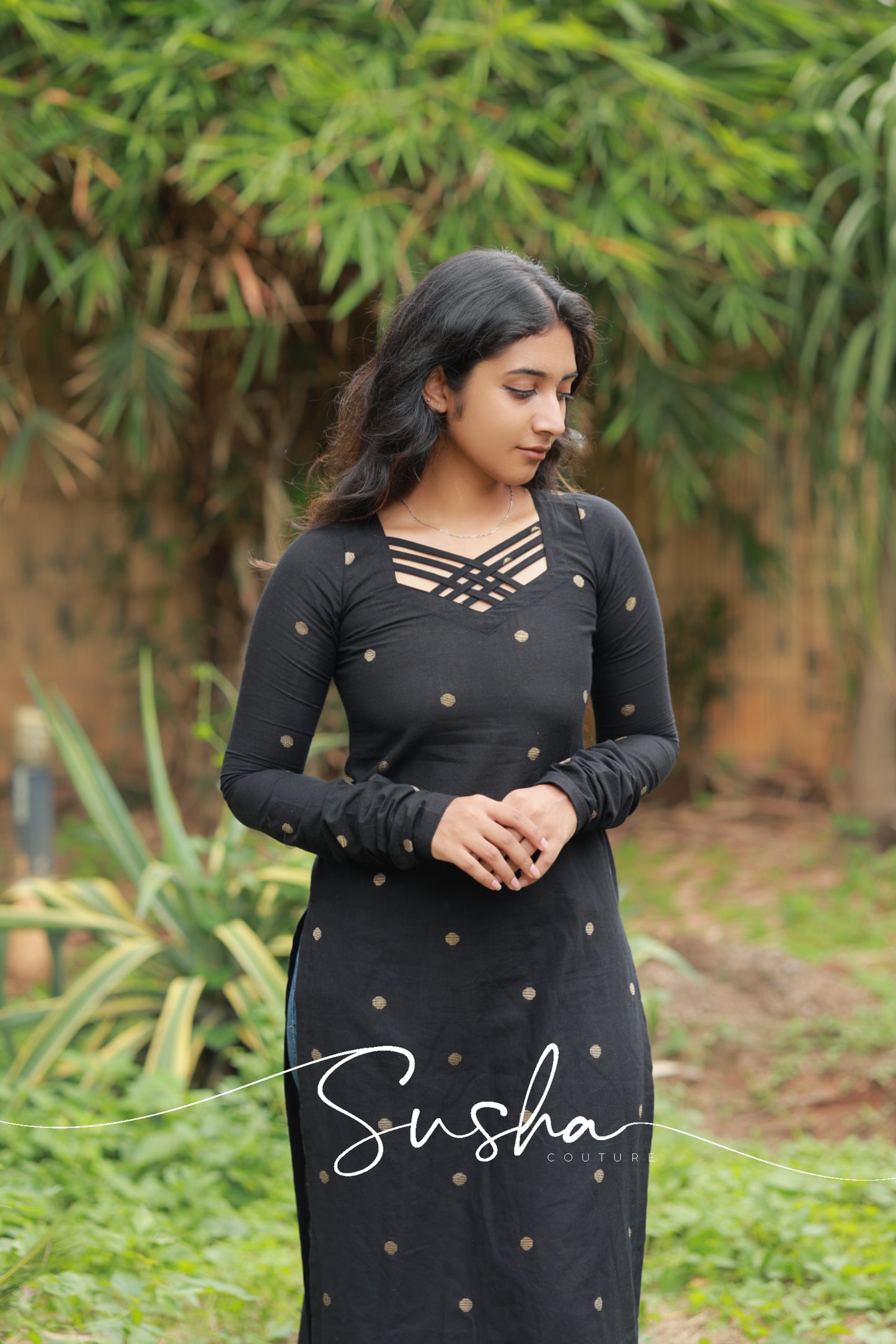 Royal Black pure cotton butta weave (SC017)