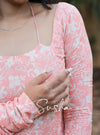 Peach pink floral abstract printed swiss cotton (SC008)