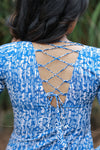 Lake blue with abstract printed swiss cotton (SC001)