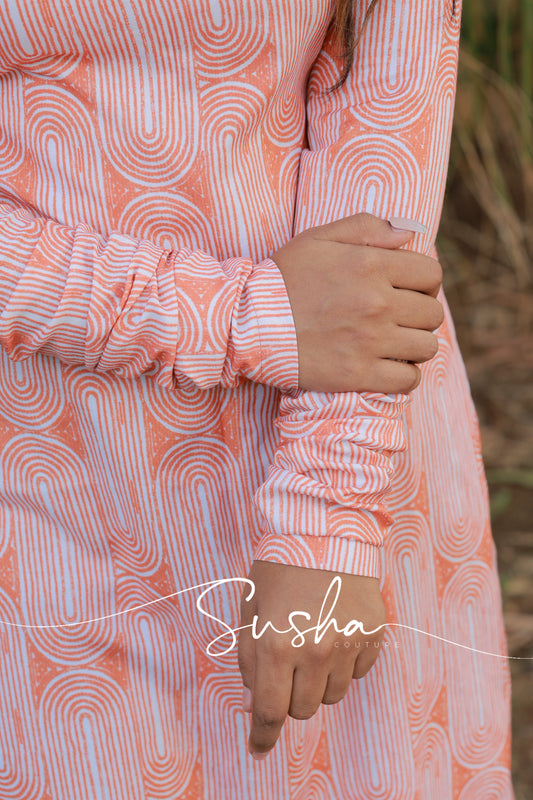 Ginger orange abstract printed swiss cotton (SC006)