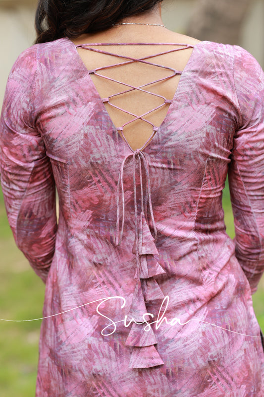 Magenta paint stroke print swiss cotton (SC015)
