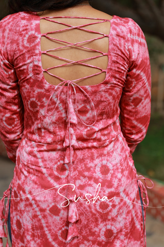 Brick Red tie and dye printed  Swiss cotton (SC018)