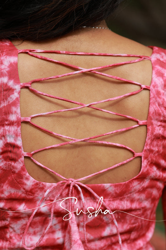 Brick Red tie and dye printed  Swiss cotton (SC018)