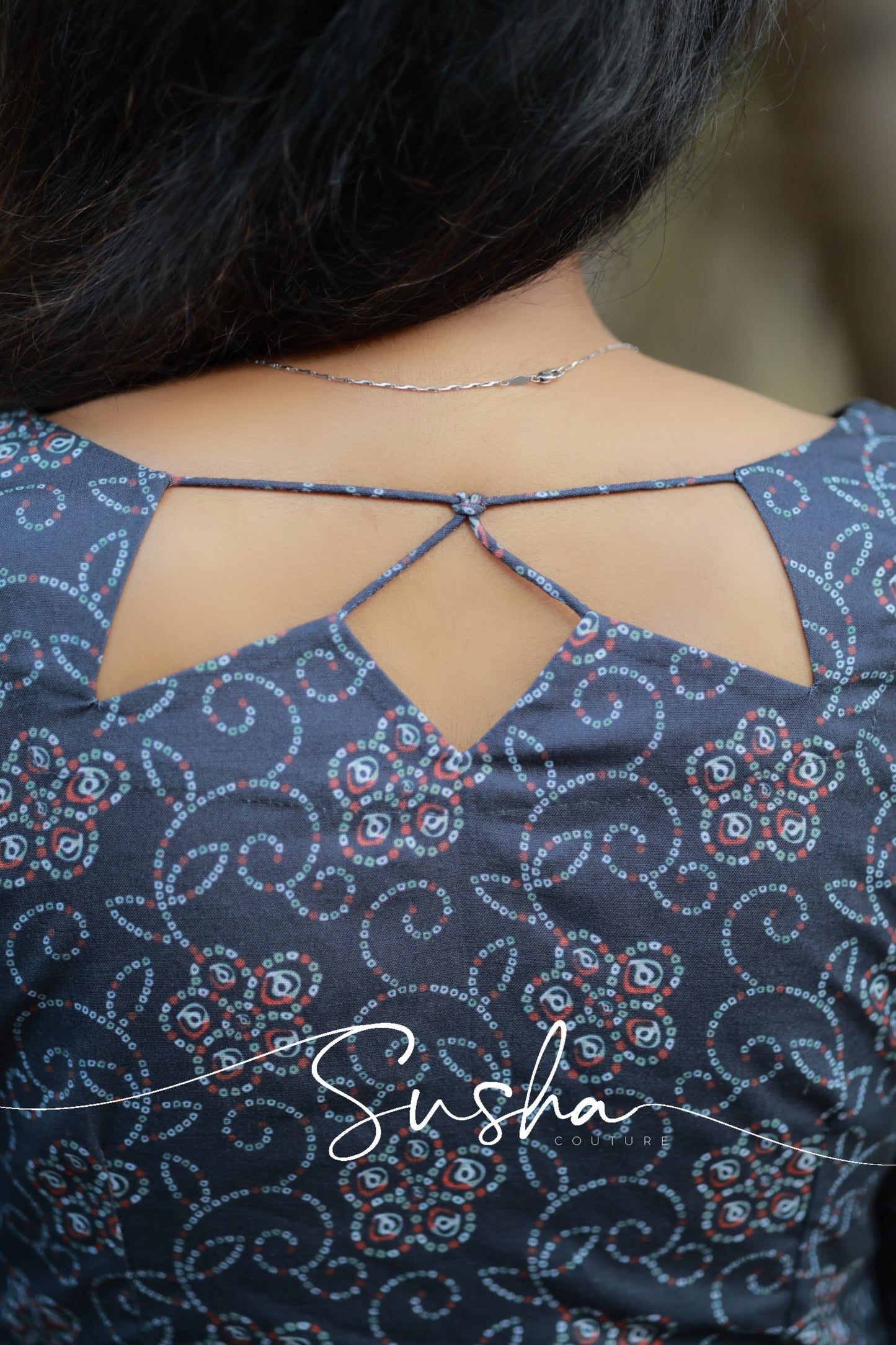 Dusk Black floral printed cutwork (SC020)