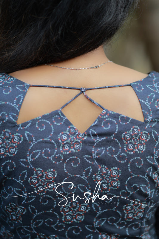 Dusk Black floral printed cutwork (SC020)